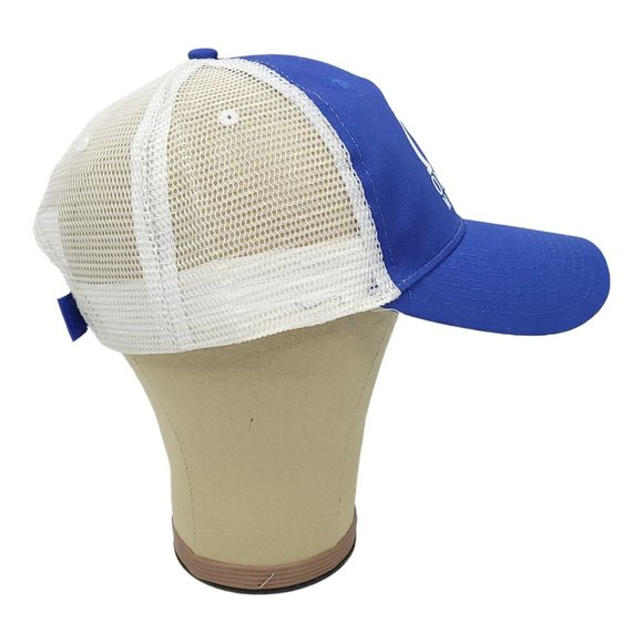 Omega Motion Mesh Strapback Cap Trucker Baseball Hat Vitronic Blue White - Picture 7 of 12